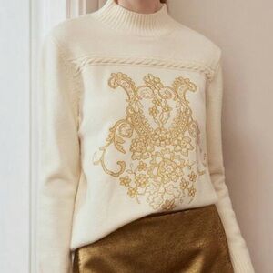 Elegant Cream and Gold Sweater